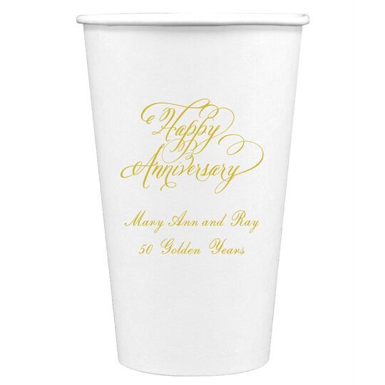 Elegant Happy Anniversary Paper Coffee Cups